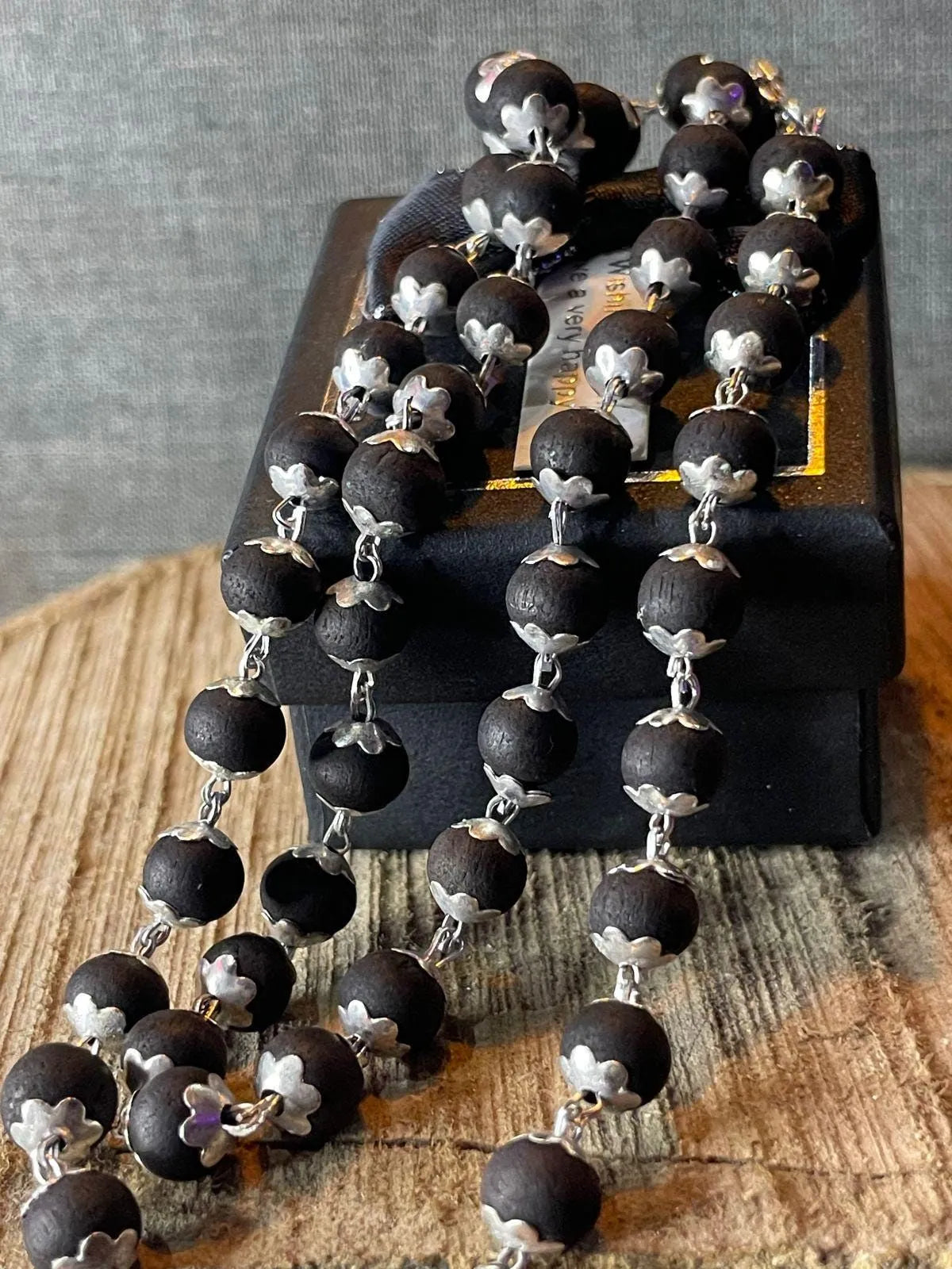 Karungali German Silver Cap Mala