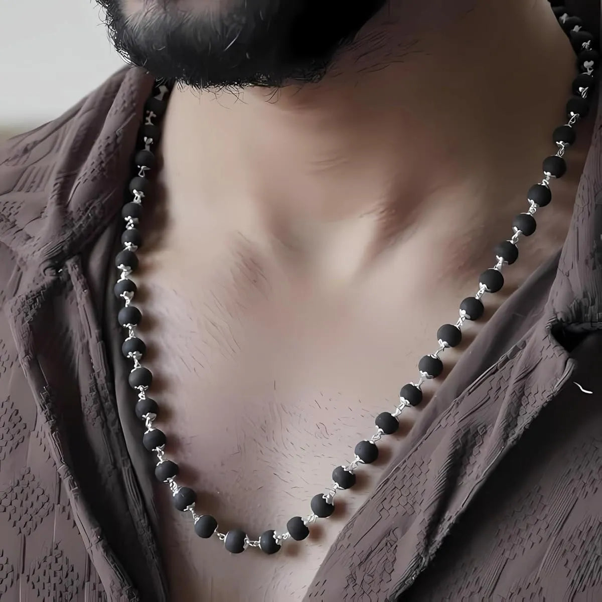 Karungali German Silver Cap Mala