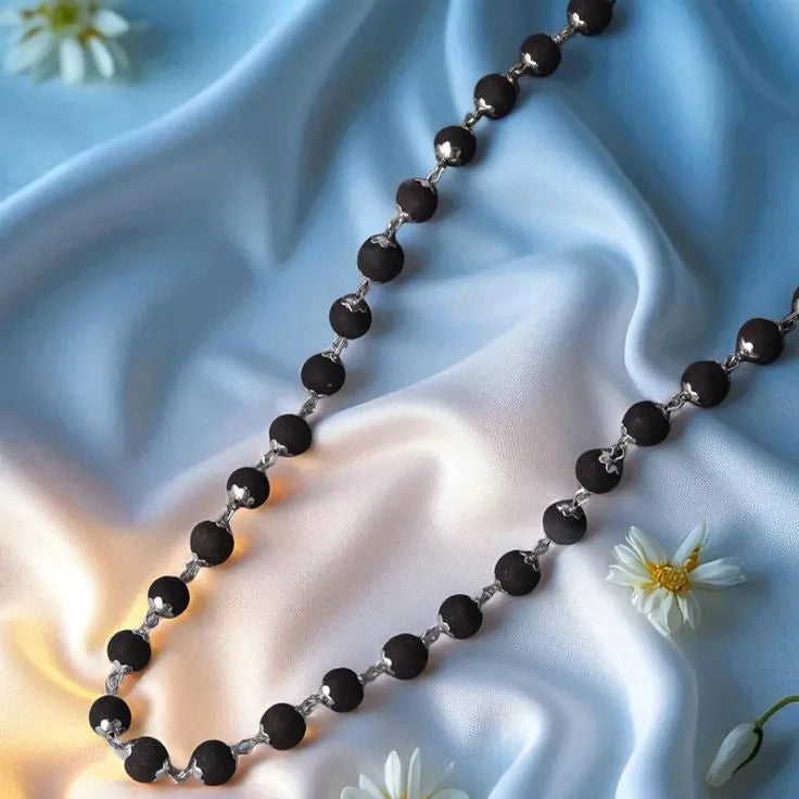 Karungali German Silver Cap Mala
