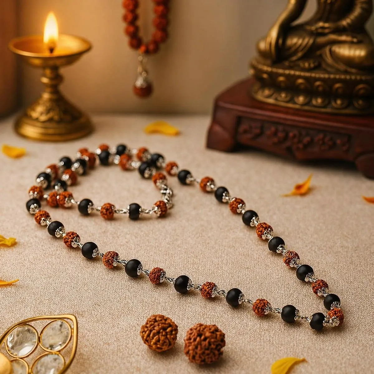 Karungali with Rudraksha Mala