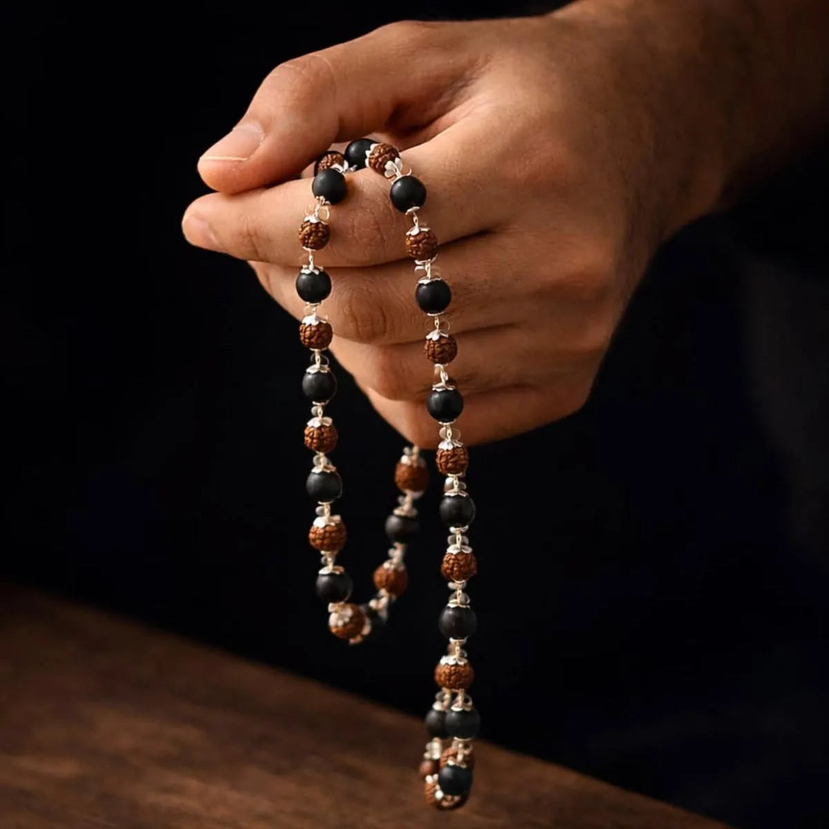 Karungali with Rudraksha Mala